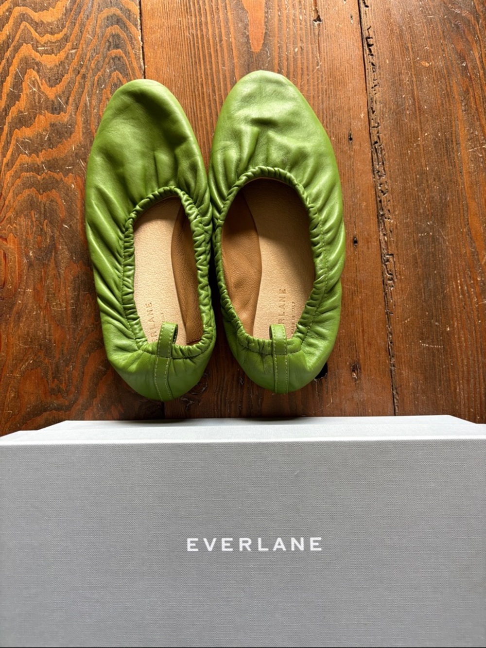 Everlane Lime Green Leather Ballet Flats